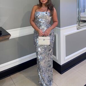 HELSI Serena Strapless Floral Sequin Column Gown